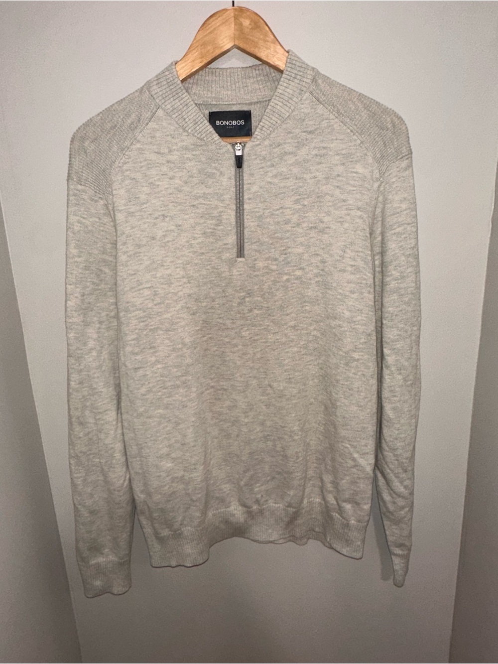 Bonobos Men’s Light Heather Tan Wheat Half-Zip Sweater